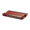 Káblový router MikroTik L009UiGS-RM — 8x RJ-45, 2,5 Gigabit Ethernet, 1x SFP, 1x USB, 800 MHz CPU, 512 MB RAM, červený