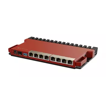 Káblový router MikroTik L009UiGS-RM — 8x RJ-45, 2,5 Gigabit Ethernet, 1x SFP, 1x USB, 800 MHz CPU, 512 MB RAM, červený