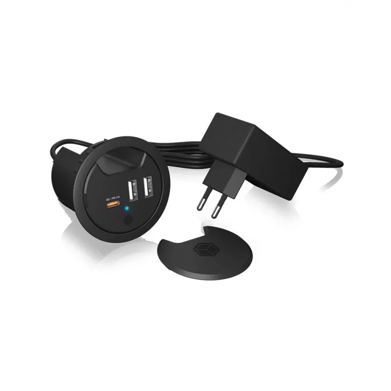 ICY BOX USB nabíjačka do stola s Power Delivery & Quick Charge