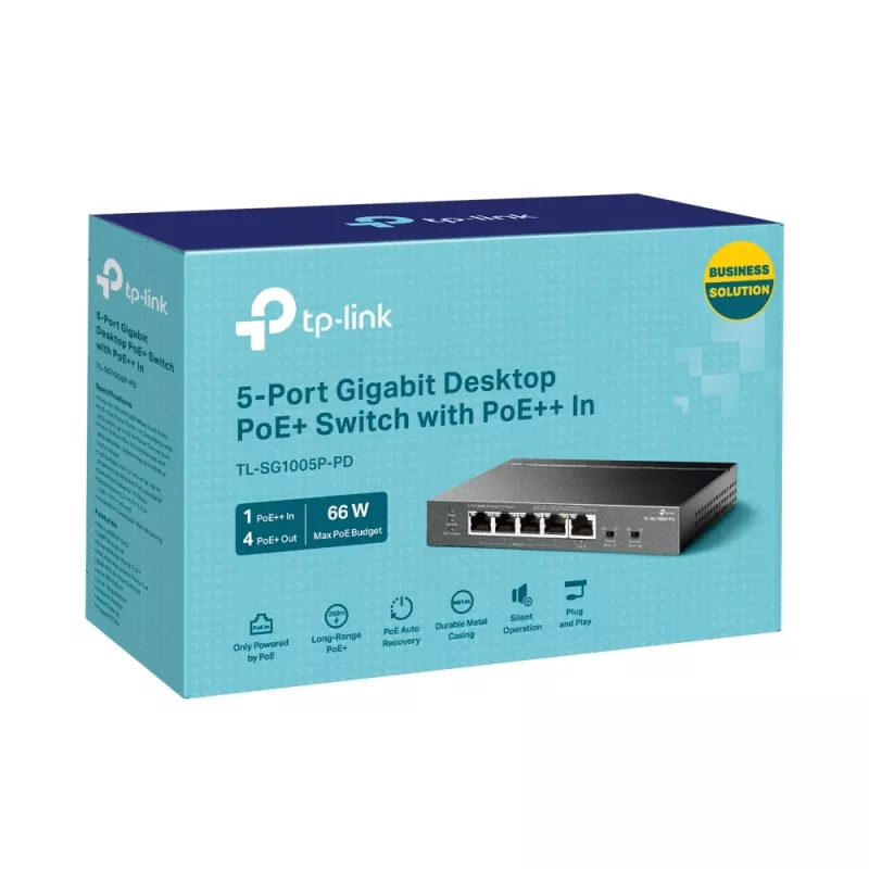 TP-Link TL-SG1005P-PD sieťový switch Gigabit Ethernet (10/100/1000) Power over Ethernet (PoE) čierna