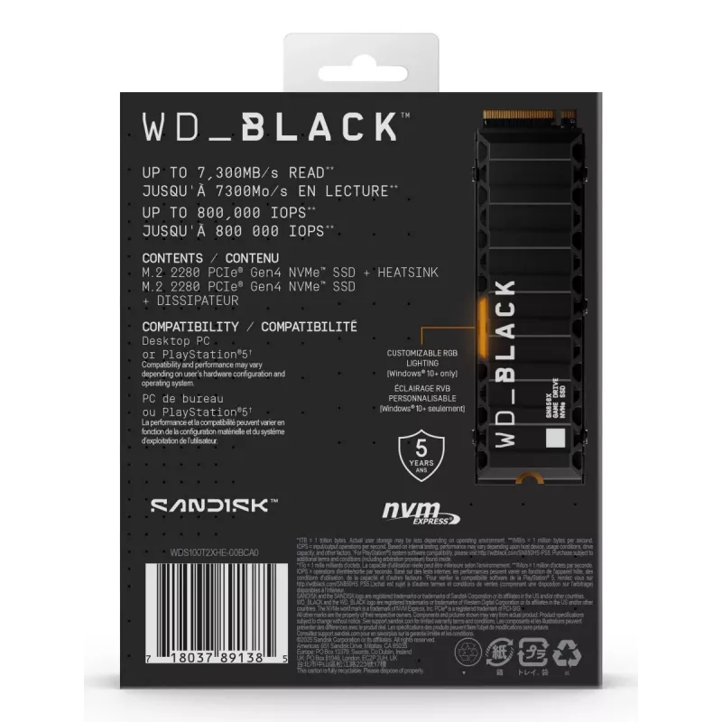 WESTERN DIGITAL SSD - WD_Black SN850X - 1 TB - PCIe Gen4 x4 - M.2 2280 - s chladičom