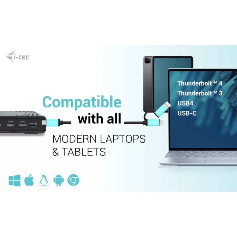 i-tec USB-C Triple Display Docking Station Gen 2 Power Delivery 100W káblová 3.2