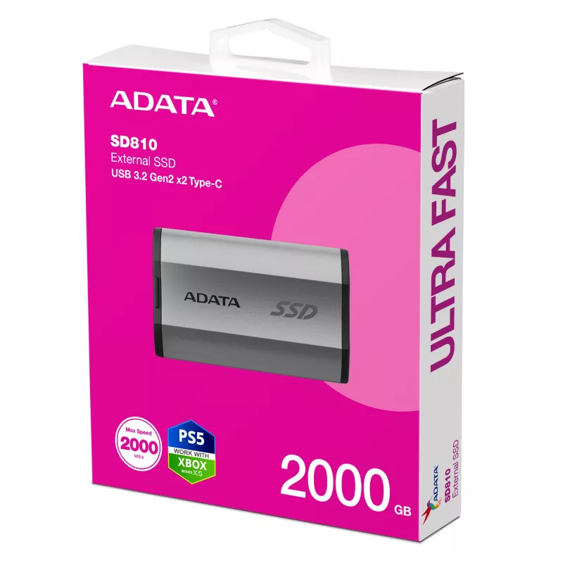 ADATA SD810 2 TB USB Type-C USB 3.2 Gen 2x2 čierna, strieborná