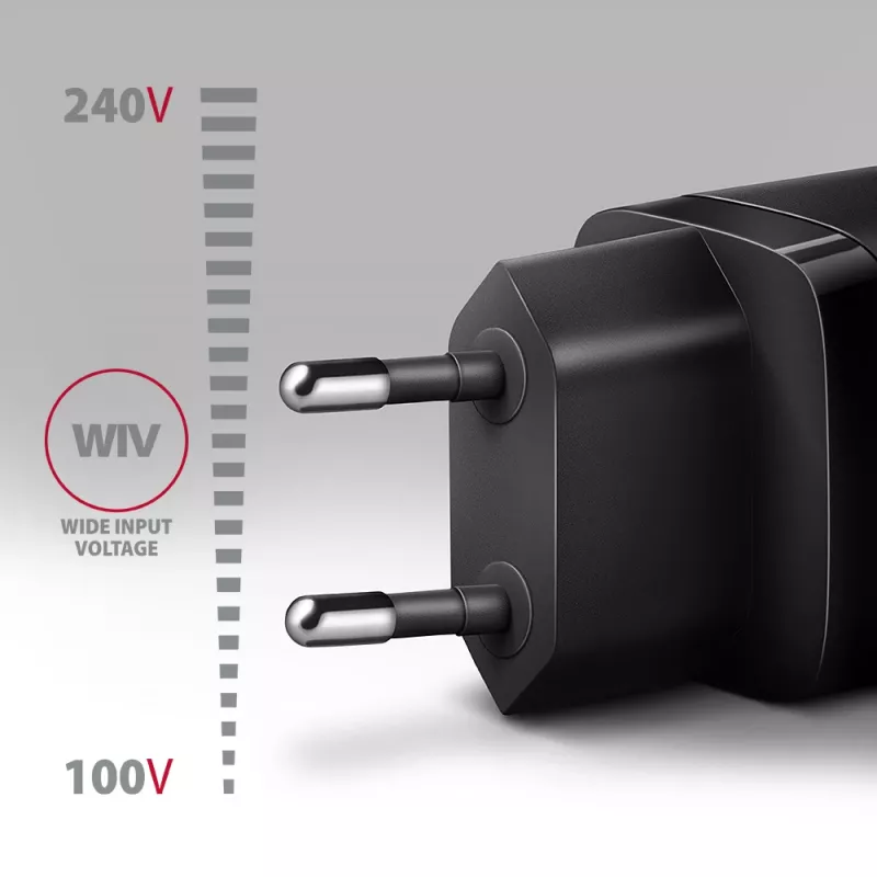 Nástenná nabíjačka Axagon ACU-PQ20 QC3.0 PD Type-C 20W čierna