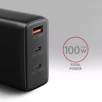 Axagon ACU-DPQ100 PD3.0 & QC 4+ THREE OUTPUTS nástenná nabíjačka 100W