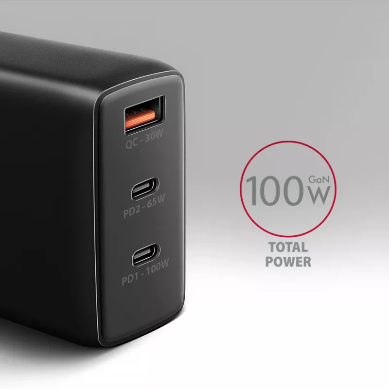 Axagon ACU-DPQ100 PD3.0 & QC 4+ THREE OUTPUTS nástenná nabíjačka 100W