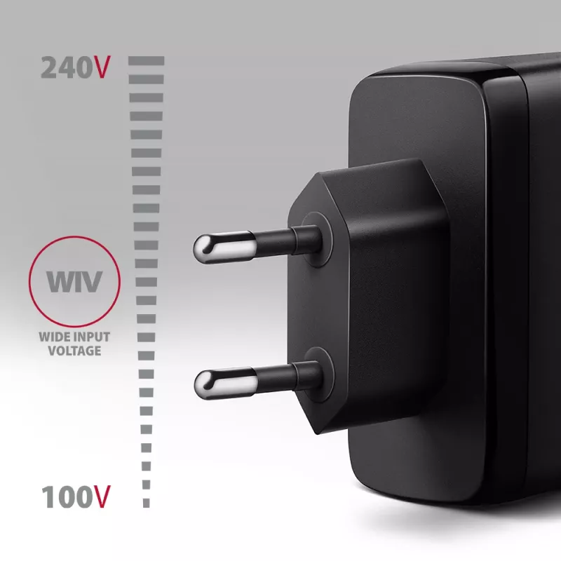 Axagon ACU-DPQ100 PD3.0 & QC 4+ THREE OUTPUTS nástenná nabíjačka 100W