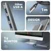Axagon HMC-5H USB 5Gbps hub, 3x USB-A, HDMI 4K/30Hz, PD 100W, 100cm USB-C kábel