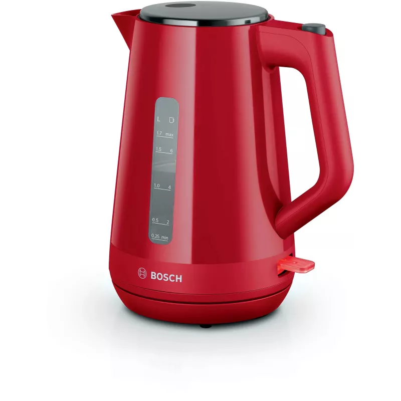 Elektrická kanvica Bosch TWK1M124 — 1,7 L, 2400 W, červená, bezdrôtová, 360° základňa