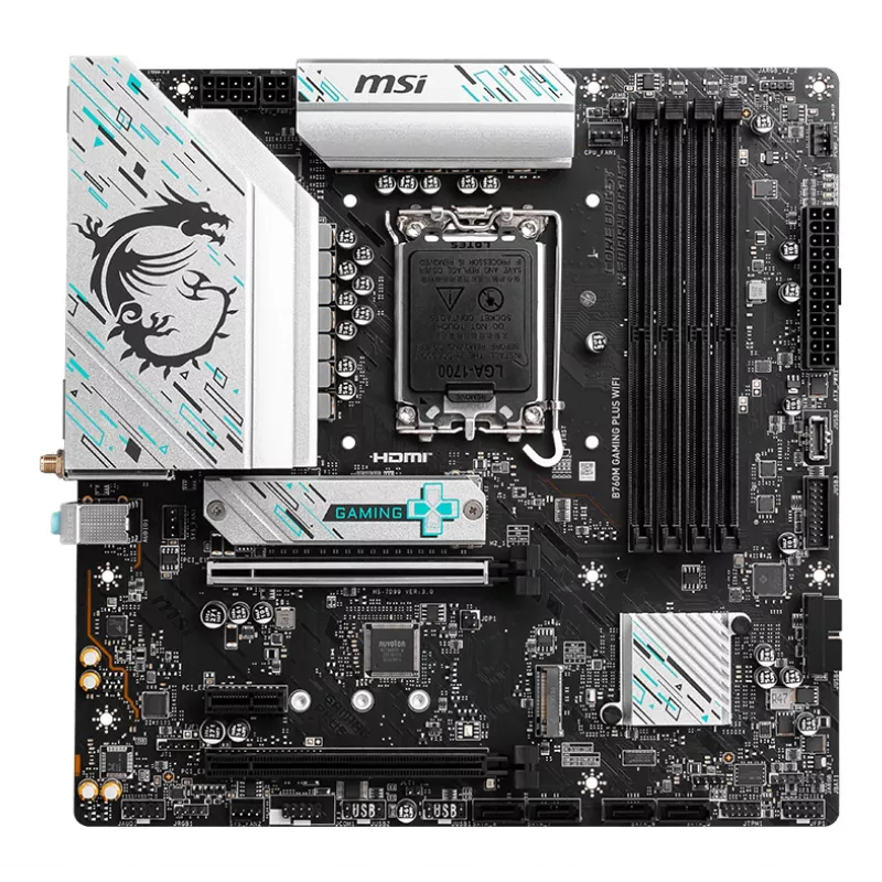 Základná doska MSI B760M GAMING PLUS WIFI – Intel B760, LGA 1700, micro ATX, DDR5, 4 DIMM, Wi‑Fi 6E, 2.5Gb LAN