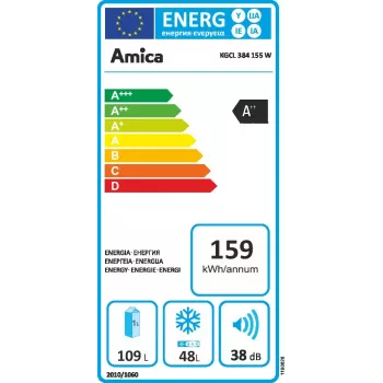Amica KGCL 384 155 W voľne stojaca chladnička 157 L