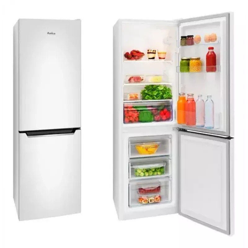 Amica FK200.4(E) voľne stojaca chladnička s mrazničkou, mraznička dole, chladnička 109 l + mraznička 48 l, energetická trieda E, biela