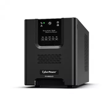 Záložný zdroj CYBERPOWER PR1000ELCD — 1 kVA (900 W), Line-Interactive, čistá sínusoida, 8× C13 výstupov, LCD, Hot-Swap batéria