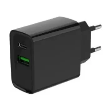 GEMBIRD USB rýchlonabíjačka – 2 porty Type-A & C, 20 W – čierna