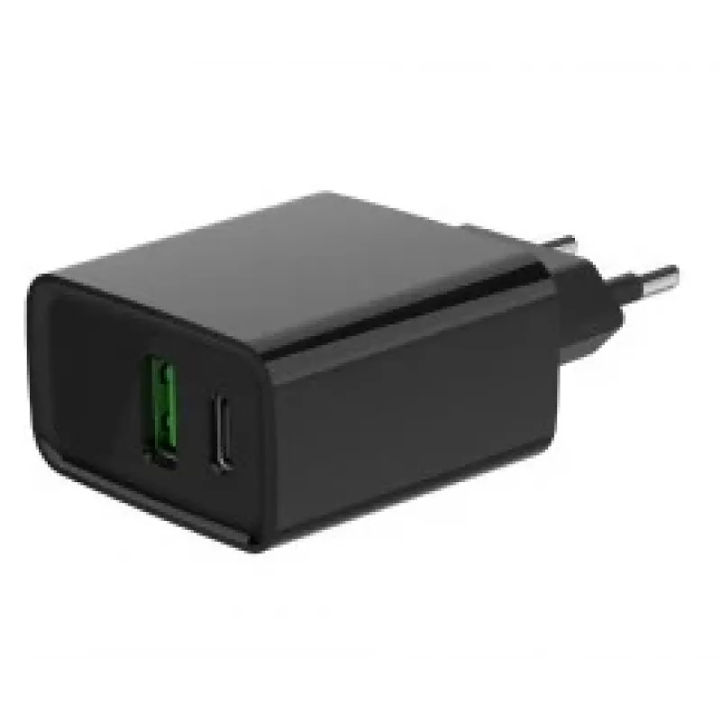 GEMBIRD USB rýchlonabíjačka – 2 porty Type-A & C, 20 W – čierna