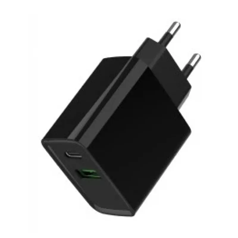GEMBIRD USB rýchlonabíjačka – 2 porty Type-A & C, 20 W – čierna