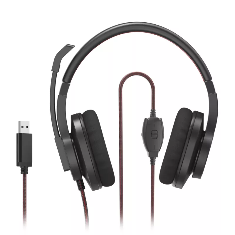 Hama HS-USB400 V2 headset káblový cez hlavu Office/Call center USB Type-A čierna, červená