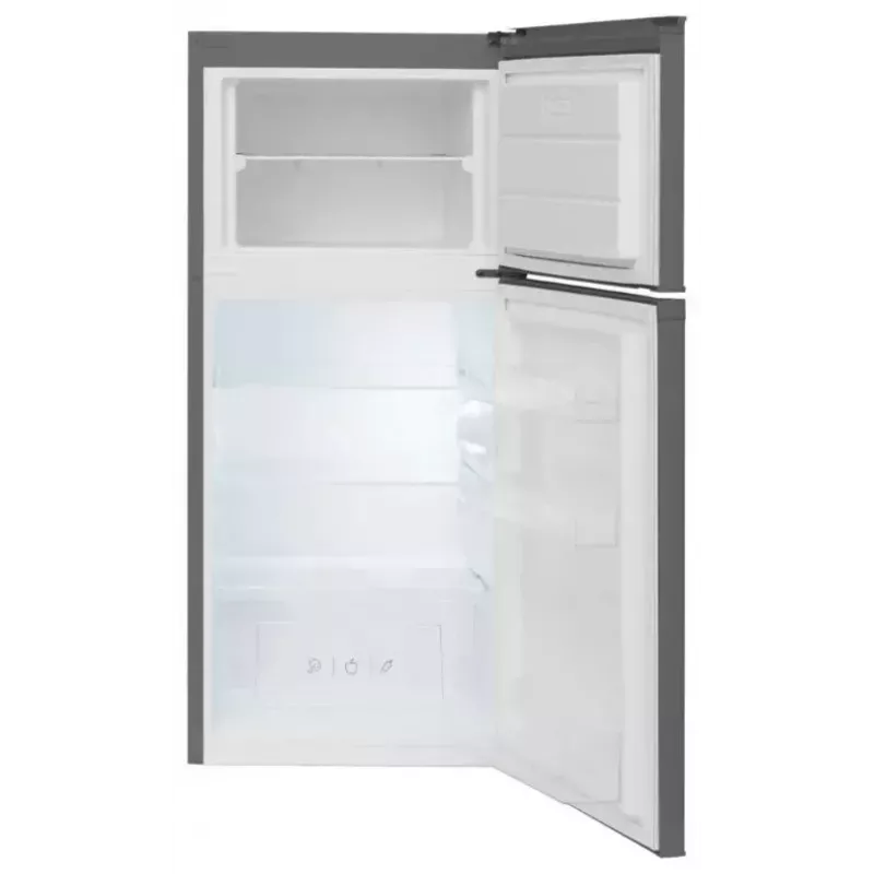 Voľne stojaca chladnička AMICA FD2015.4X(E) strieborná, 200 L, mraznička hore, LED, premeniteľné otváranie dverí