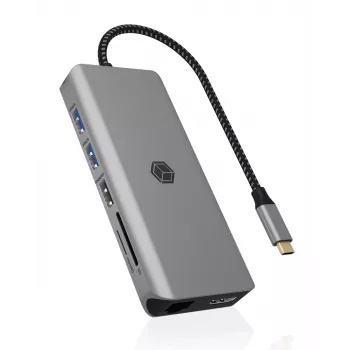 ICY BOX IB-DK4061-CPD Káblový USB 3.2 Gen 1 (3.1 Gen 1) Type-C sivý