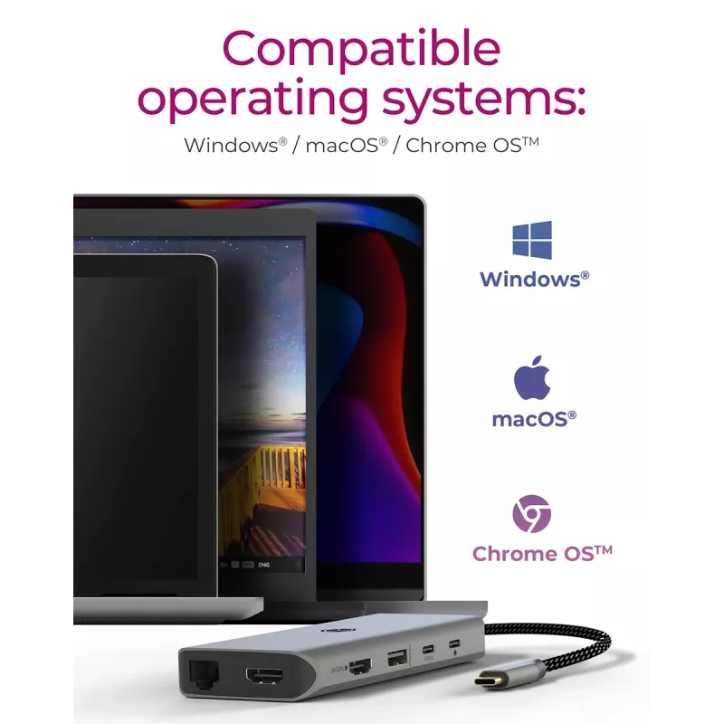 ICY BOX IB-DK4061-CPD Káblový USB 3.2 Gen 1 (3.1 Gen 1) Type-C sivý