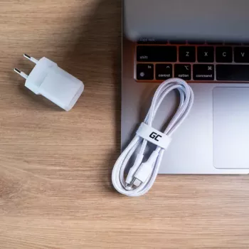 Kábel Green Cell Lightning na USB‑C 1 m, 29 W, biela, dáta 480 Mbit/s