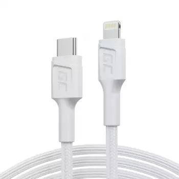 Kábel Green Cell Lightning na USB‑C 1 m, 29 W, biela, dáta 480 Mbit/s