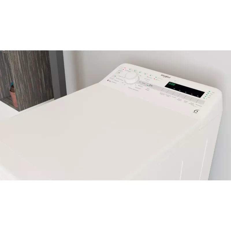 Whirlpool NTDLR 6040S PL/N práčka plnená zhora, 6 kg, 1000 ot./min, 6th Sense, energetická trieda C, biela