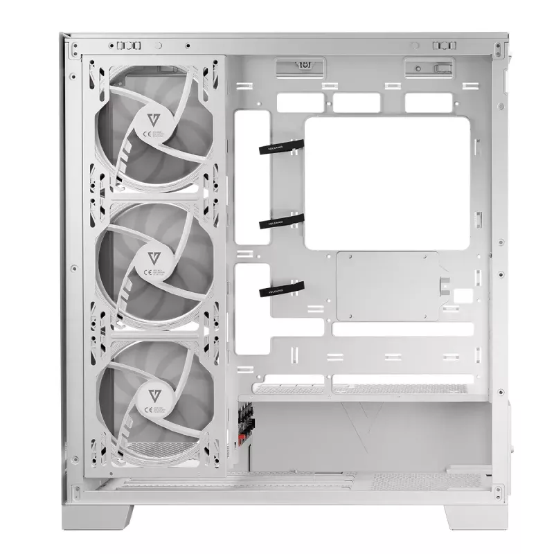 PC skriňa MODECOM Volcano SPACE APEX ARGB MIDI Tower biela – oceľ, bočné okno, ARGB ventilátory, USB-C