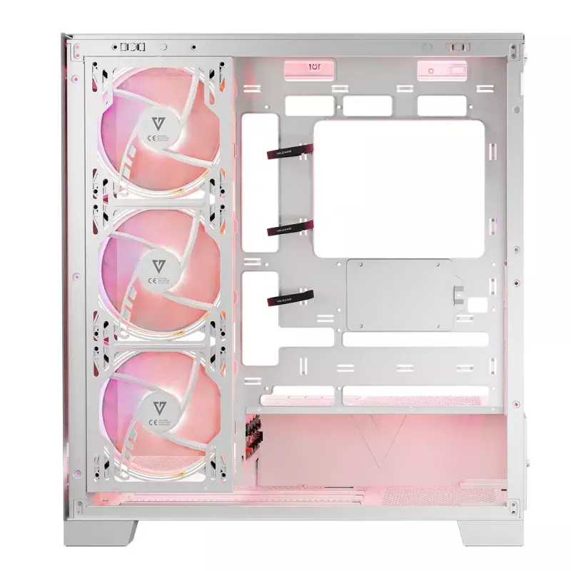 PC skriňa MODECOM Volcano SPACE APEX ARGB MIDI Tower biela – oceľ, bočné okno, ARGB ventilátory, USB-C