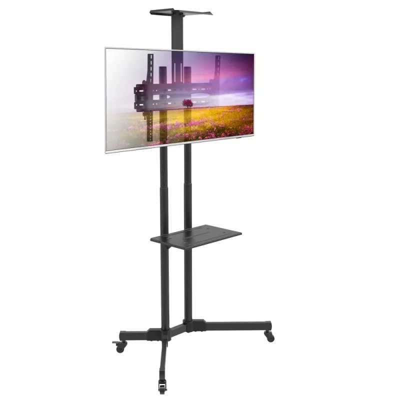 Techly ICA-TR216T mobilný TV vozík pre obrazovky 37–70 palcov (do 177,8 cm), max. 50 kg, 2 police, čierny