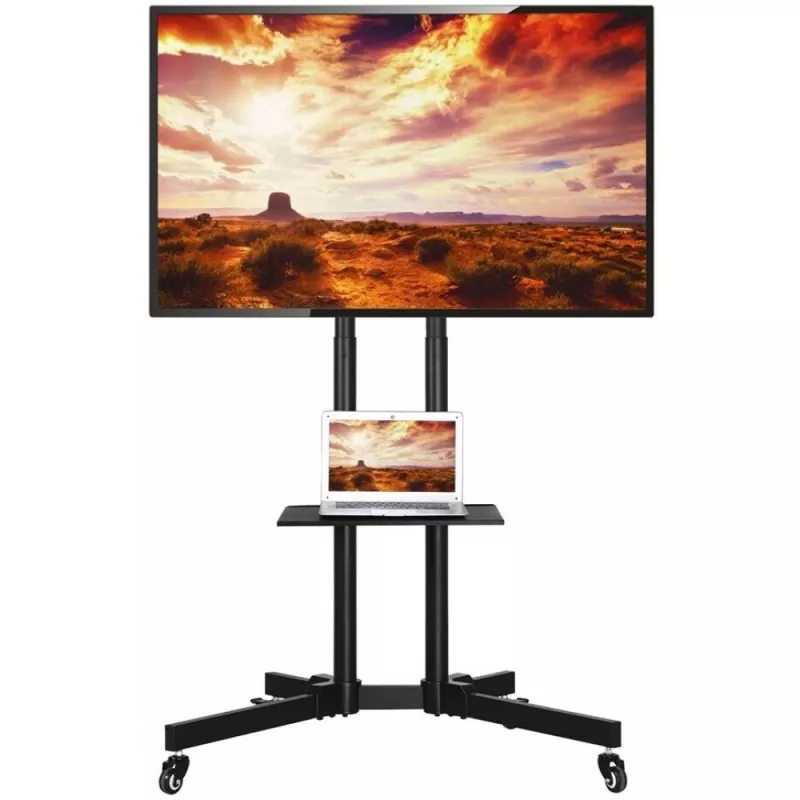 Techly ICA-TR216T mobilný TV vozík pre obrazovky 37–70 palcov (do 177,8 cm), max. 50 kg, 2 police, čierny
