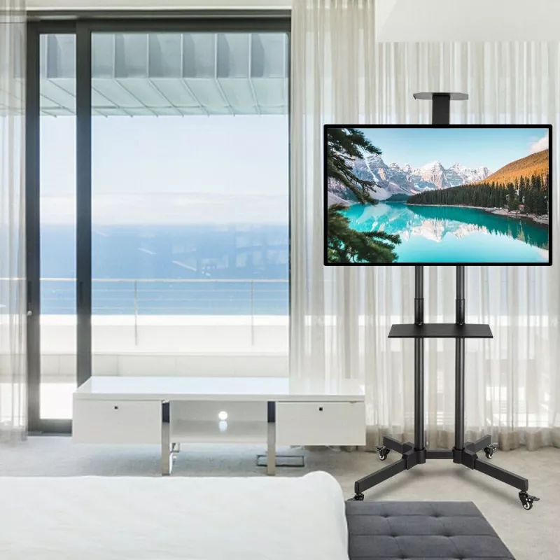 Techly ICA-TR216T mobilný TV vozík pre obrazovky 37–70 palcov (do 177,8 cm), max. 50 kg, 2 police, čierny