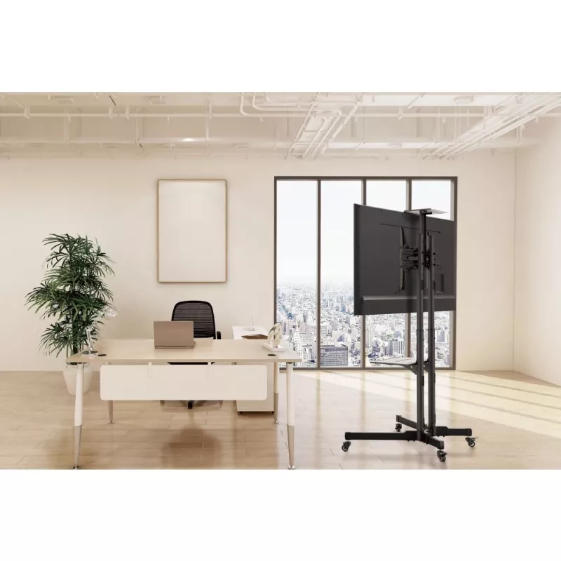 Techly ICA-TR216T mobilný TV vozík pre obrazovky 37–70 palcov (do 177,8 cm), max. 50 kg, 2 police, čierny