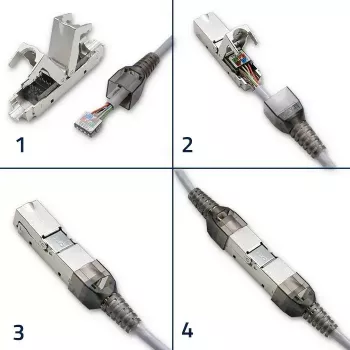 RJ45 konektor bez náradia QOLTEC 54540 CAT6 STP pre tienené ethernetové káble