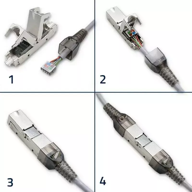 RJ45 konektor bez náradia QOLTEC 54540 CAT6 STP pre tienené ethernetové káble