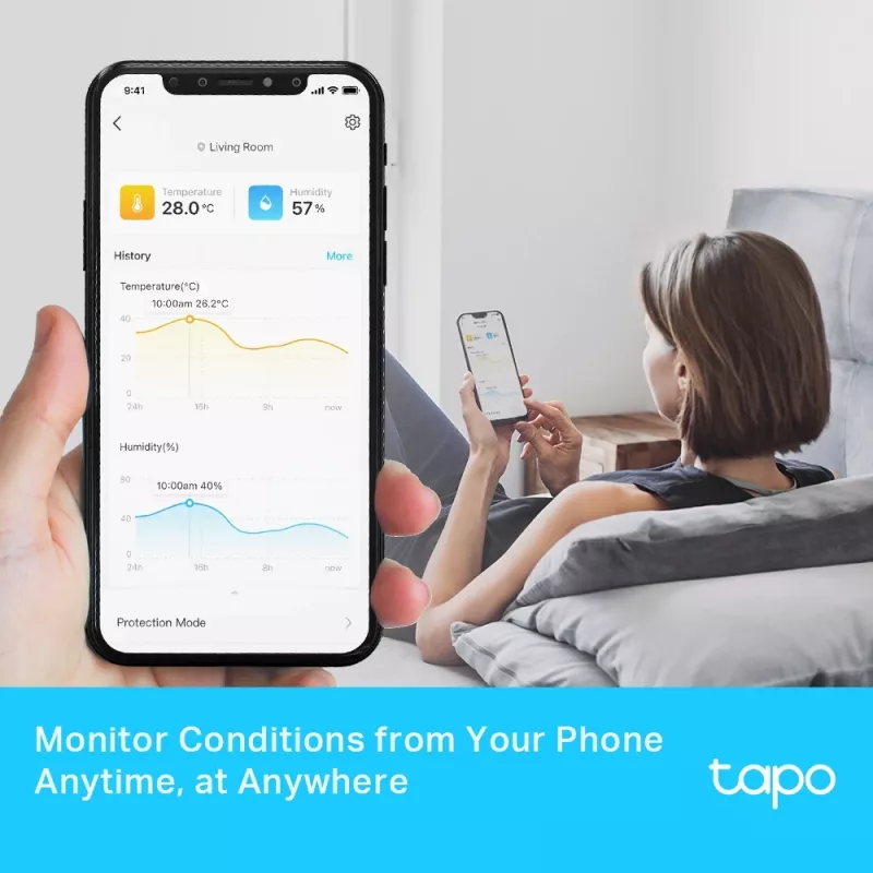 TP-Link Tapo inteligentný monitor teploty a vlhkosti, interiér, snímač teploty a vlhkosti, voľne stojaci, bezdrôtový, -20 - 60 °C, 0 - 99%