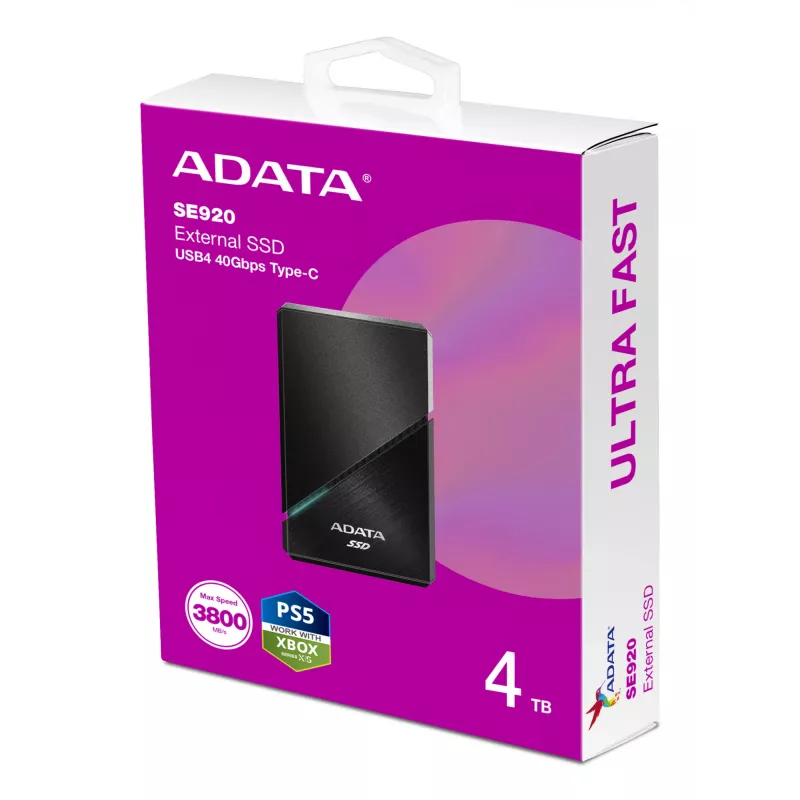 ADATA SE920 Thunderbolt technológia 4 TB USB Type-C USB4 Gen 3x2 čierna