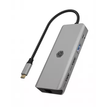 ICY BOX IB-DK4012-CPD káblový USB 3.2 Gen 1 (3.1 Gen 1) Type-C antracitová, čierna