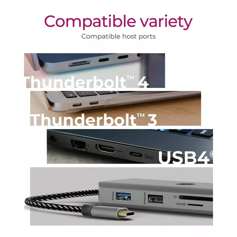 ICY BOX IB-DK4012-CPD káblový USB 3.2 Gen 1 (3.1 Gen 1) Type-C antracitový, čierny