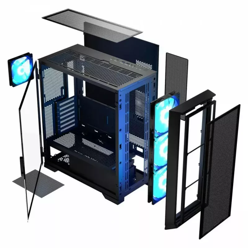 PC skriňa MODECOM Horizon ARGB FLOW MIDI čierna — podpora E-ATX, tvrdené sklo, ARGB, USB-C, max. GPU 400 mm
