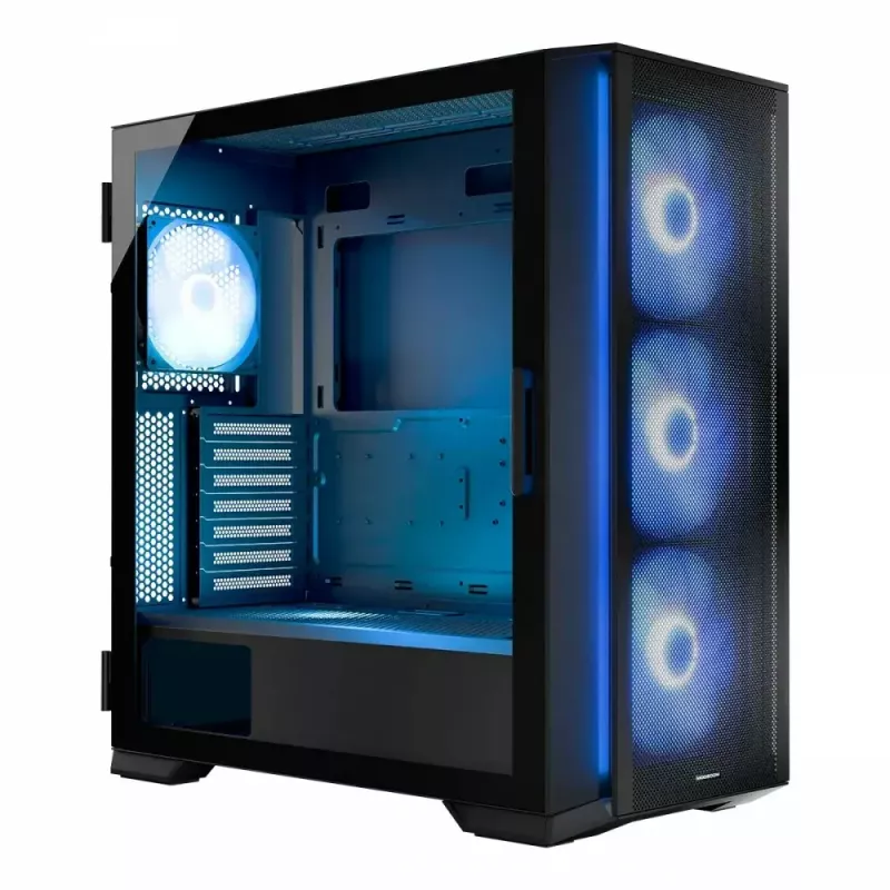 PC skriňa MODECOM Horizon ARGB FLOW MIDI čierna — podpora E-ATX, tvrdené sklo, ARGB, USB-C, max. GPU 400 mm