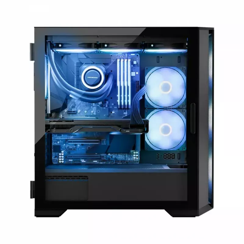PC skriňa MODECOM Horizon ARGB FLOW MIDI čierna — podpora E-ATX, tvrdené sklo, ARGB, USB-C, max. GPU 400 mm