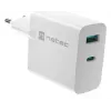 NATEC káblová AC nabíjačka pre mobilné zariadenia NUC-2142, USB-C PD 3.0 + USB-A, 5–20 V do 3 A, 45 W, biela
