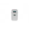 NATEC káblová AC nabíjačka pre mobilné zariadenia NUC-2142, USB-C PD 3.0 + USB-A, 5–20 V do 3 A, 45 W, biela