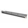 DIGITUS modulárny patch panel, tienený 24-port, neosadený, 1U, montáž do racku, farba čierna transparentné popisné polia