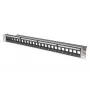 DIGITUS modulárny patch panel, tienený 24-port, neosadený, 1U, montáž do racku, farba čierny transparentné popisné polia