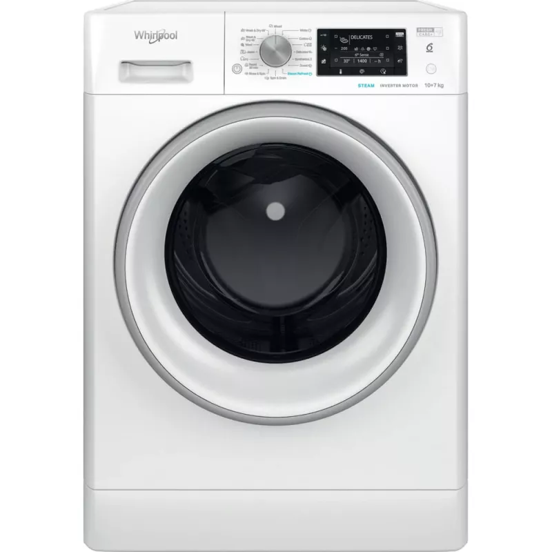 Whirlpool FFWDD 1076258 SV EE práčka so sušičkou voľne stojaca predné plnenie biela