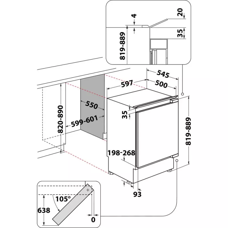 Whirlpool WBUF011 kombinovaná chladnička vstavaná 126 l