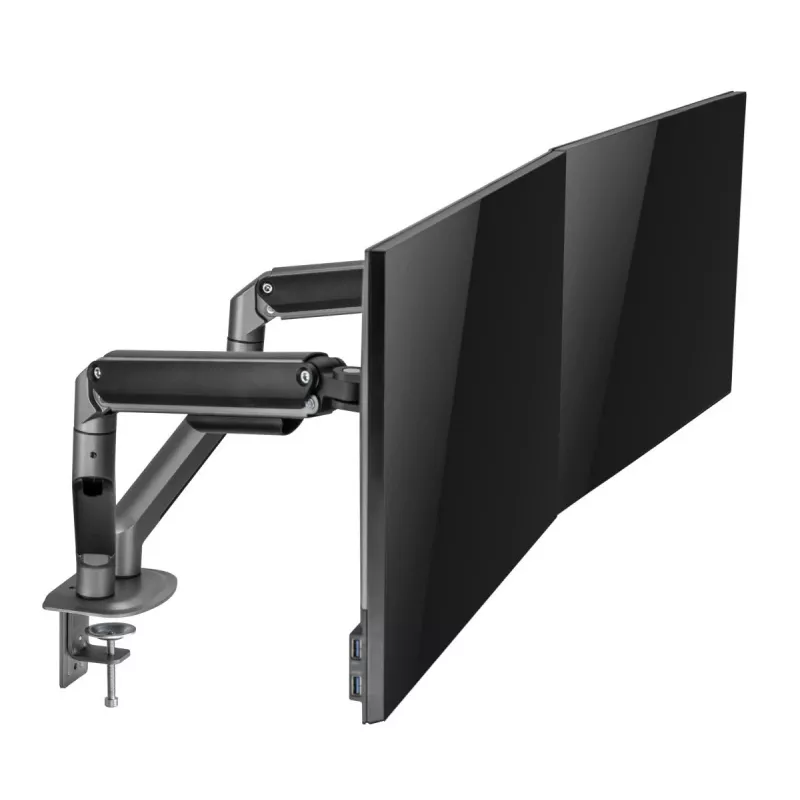 GEMBIRD nastaviteľný držiak na dva monitory na stôl, Space Grey