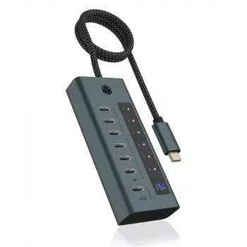 ICY BOX IB-HUB1457-C31 USB 3.2 Gen 1 (3.1 Gen 1) Type-C 10000 Mbit/s modrá, sivá